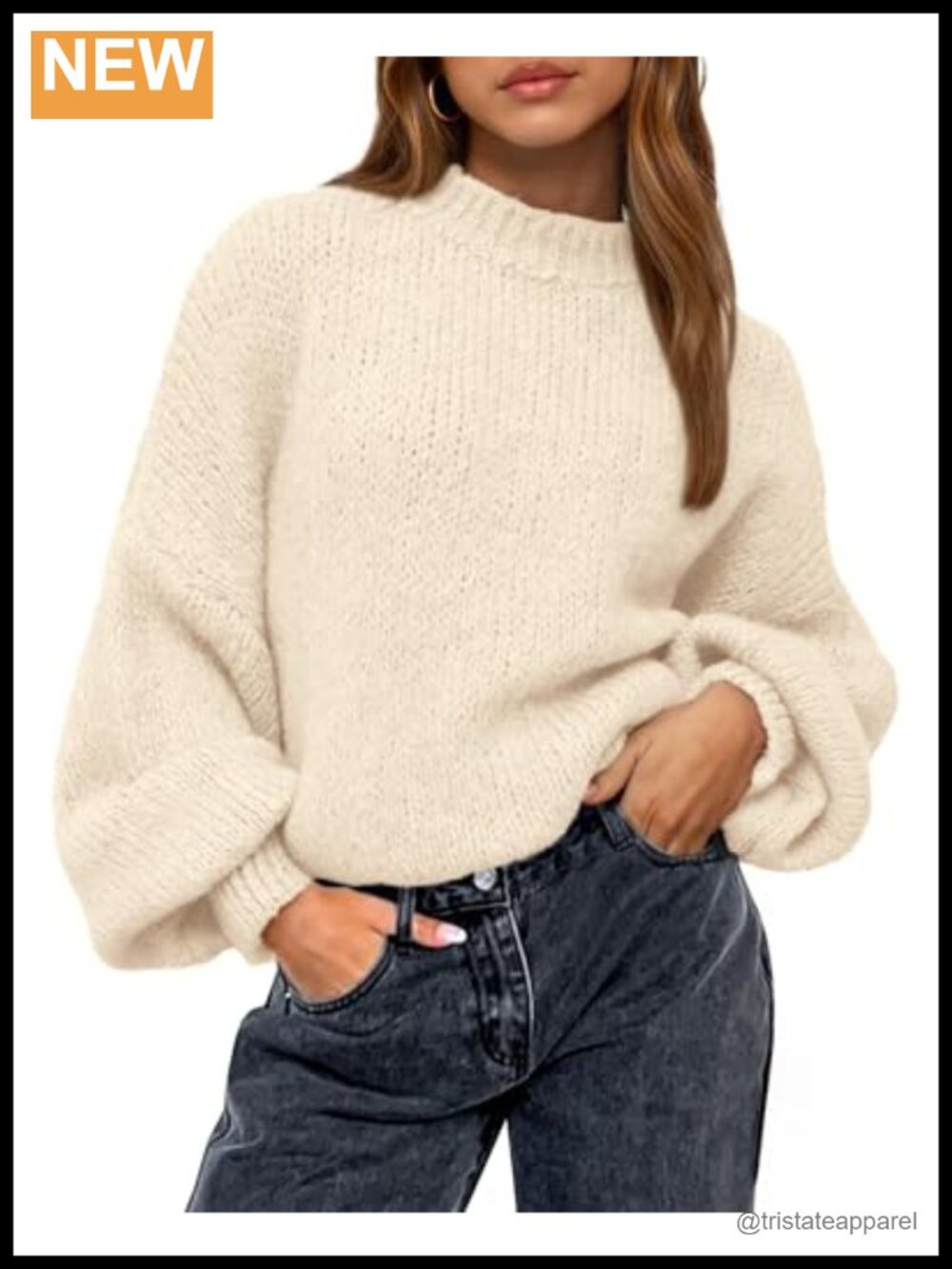 Womens Crewneck Ribbed Knit Oversized Pullover Sweater Long Sleeve